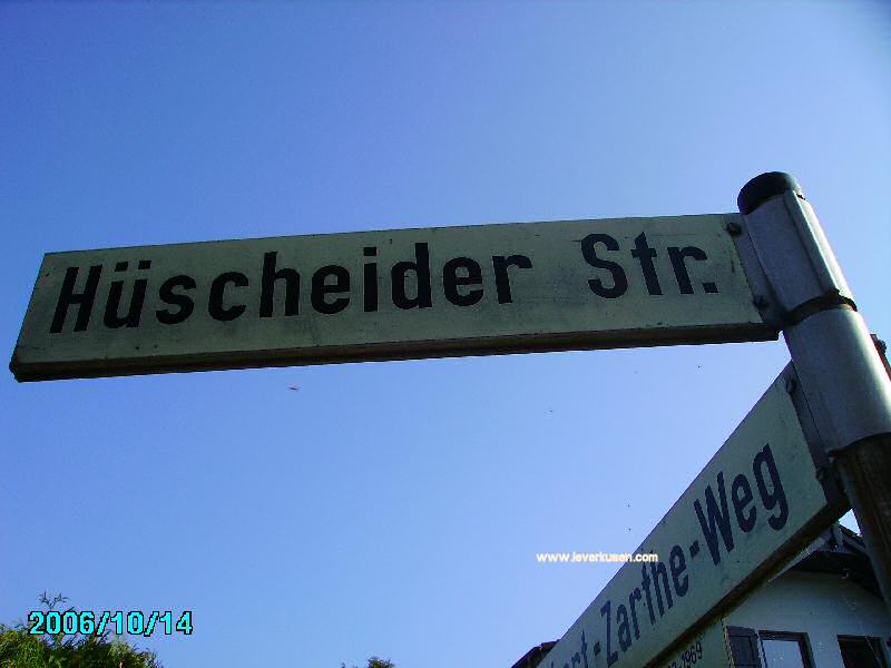 Foto der Hüscheider Straße: Straßenschild Hüscheider Straße