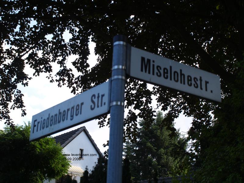 Foto der Miselohestr.: Straßenschild Friedenberger Str.