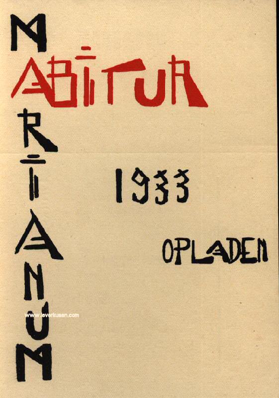Abitur 1933 in Opladen (Marianum)