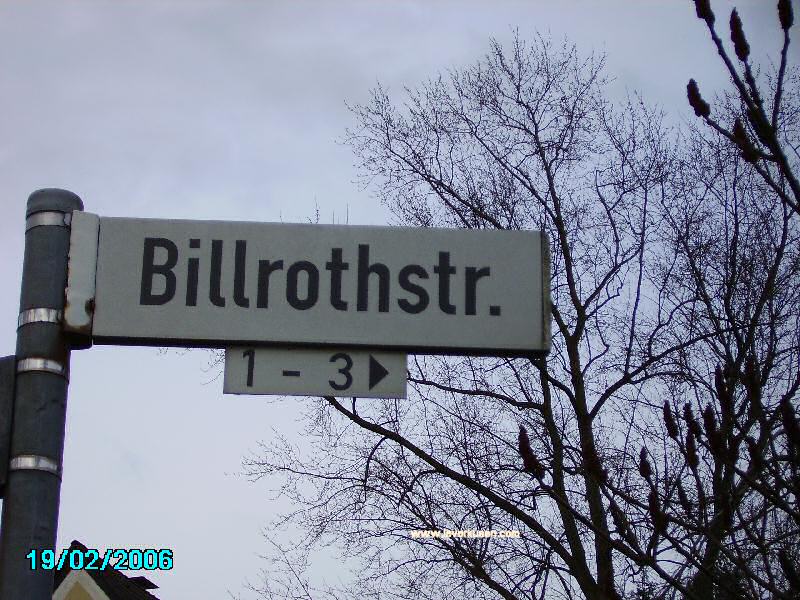 Straßenschild Billrothstr.