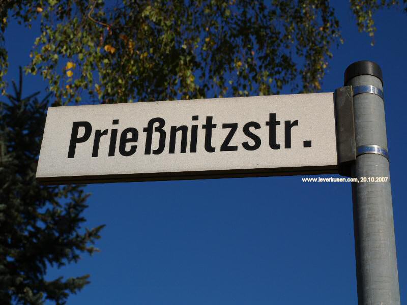 Foto der Prießnitzstr.: Straßenschild Prießnitzstr.