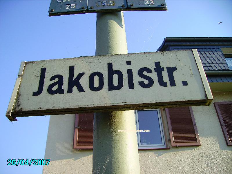 Foto der Jakobistr.: Straßenschild Jakobistraße