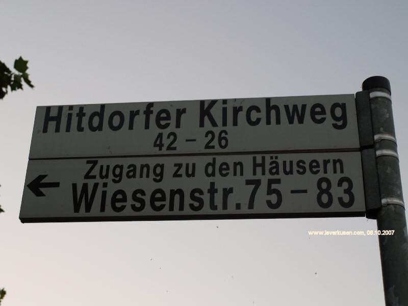 Foto der Hitdorfer Kirchweg: Straßenschild Hitdorfer Kirchweg