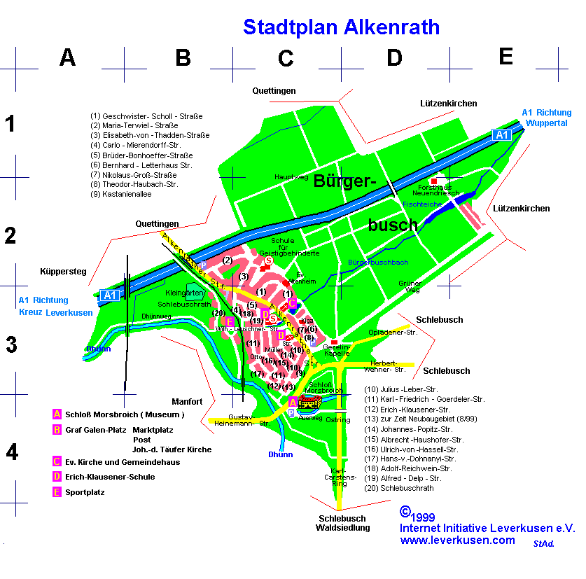 Leverkusen Karte Stadtplan